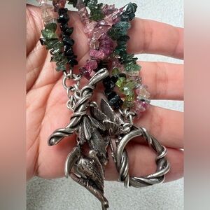 vintage sterling Silver Bracelet  charms Multicolor tourmalines RARE